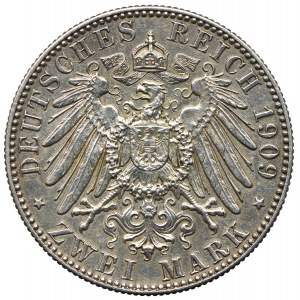 Niemcy, Saksonia, 2 marki 1909, E/Muldenhütten