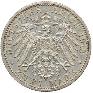 Niemcy, Badenia, 2 marki 1913, G/Karlsruhe, RZADKIE