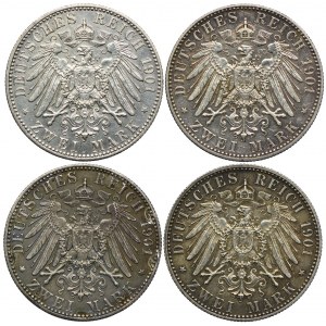 Niemcy, Prusy, 2 marki 1901, Berlin (4szt.)