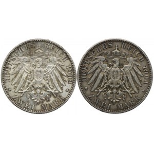 Niemcy, Saksonia, 2 marki 1902, 1904 (2szt.)