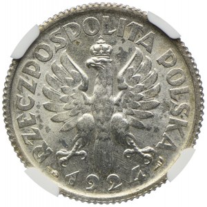 1 złoty 1924, Paryż, Kobieta i kłosy, NGC MS62