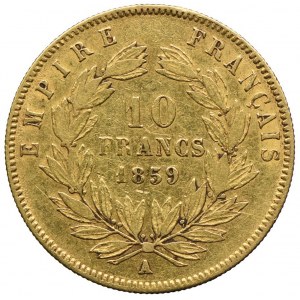 Francja, Napoleon III, 10 franków 1859, A/Paryż