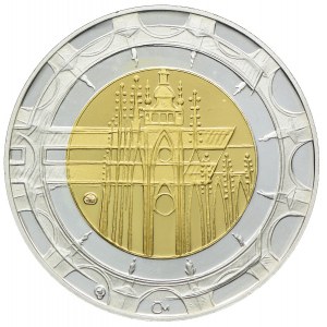 Czechy, medal-wydany z okazji wprowadzenia waluty Euro - rok 2002, (bimetal-złoto 999 waga 6,22g, srebro 999 waga 6,04g)