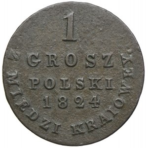 Królestwo Kongresowe, Aleksander I, 1 grosz polski z miedzi krajowej 1824, Warszawa