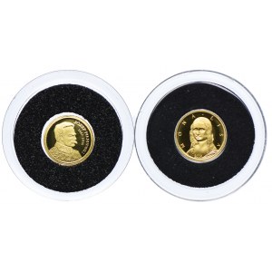 Niue, 2 1/2 dolara 2018 Józef Piłsudski, Kongo 10 franków 2006 Monalisa, (Au999, 2x0,5g)