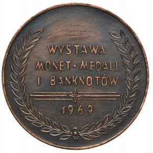 Medal - Wystawa monet, medali i banknotów - Koło Numizmatyczne Cieszyn 1969, brąz