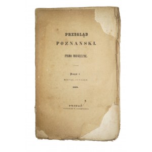 Przegląd Poznański pismo miesięczne, poszyt I, miesiąc styczeń 1849 rok