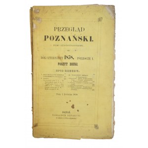 Przegląd Poznański, pismo sześciotygodniowe, rok czternasty, półrocze I, poszyt drugi, Pzonań 1858