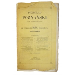 Przegląd Poznański, pismo sześciotygodniowe, rok czternasty, półrocze II, poszyt pierwszy, Poznań 1858 + PROSPEKT REKLAMOWY