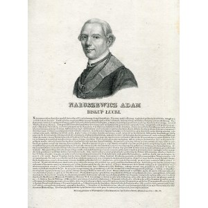 „NARUSZEWICZ, Adam: biskup łucki”. 1830. Portret litograficzny 11x9 cm, poniżej druk. biogram...