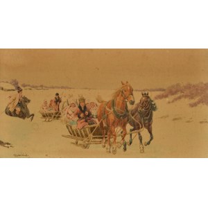 KOSIŃSKI, Kajetan (1847-1935) - Sanna. Akwarela na kart. 15,5x28,5 cm (w świetle opr.), sygn. p. d....