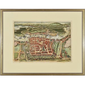 [SZCZECIN] Alten Stettin. [Cölln 1590, Georg Braun, Frans Hogenberg]. Miedzioryt ręcznie kolor. 34x48 cm...