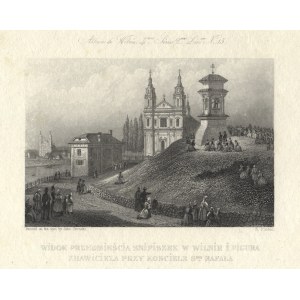 [WILNO] Finden, Edward Francis (1791-1857) - Widok przedmieścia Snipiszek w Wilnie i figura Zbawiciela przy kosciele Sgo. Rafała