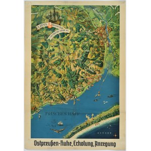 [ELBLĄG] „Elbing: frisches Haffe und frische Nehrung”. [ok. 1930]. Druk kolor. na arkuszu 74x50 cm...