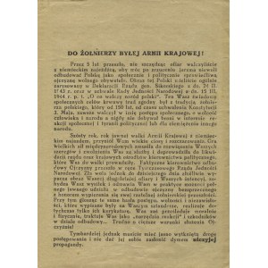 DO ŻOŁNIERZY byłej Armii Krajowej! [inc.:] Przez 5 lat przeszło...