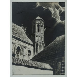[WILNO] Dziewałtowski-Gintowt, Jan (1904-1960) - Wilno: wieża kościoła Bernardynów. Cliché-verre, 15...