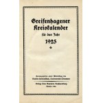 GREIFENHAGENER Kreiskalender für das Jahr 1925. Stettin 1924, Verlag Leon Sauniers Buchhandlung. 23 cm, s...