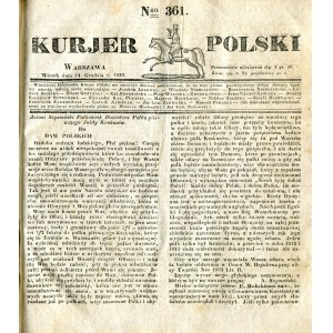 KURJER Polski. Warszawa. 1830, nr 358 (11 grudnia) - 371 (24 grudnia). 1831...