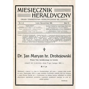 MIESIĘCZNIK Heraldyczny: organ Towarzystwa Heraldycznego we Lwowie. Lwów. R. 4, 1911. 29 cm. Komplet...