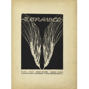 ŻÓRAWCE. Wilno 1910, nakł. autorów. 29 cm, s. 135, k. tabl. [4] z ilustr. (w tym kolor.), nuty, winiety; opr...