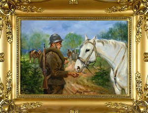 Jerzy KOSSAK (1886-1955), Żołnierz karmiący konia, 1939