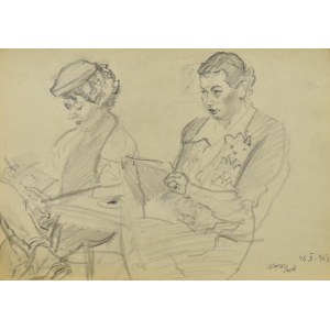 Kasper POCHWALSKI (1899-1971), Kobiety w trakcie lekcji rysunku, 1953