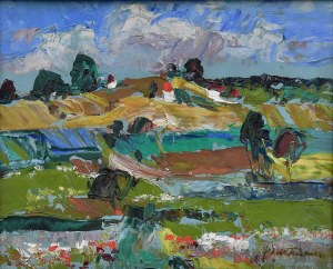 Jan Dutkiewicz (1911-1983), Letni pejzaż z niebieskim niebem