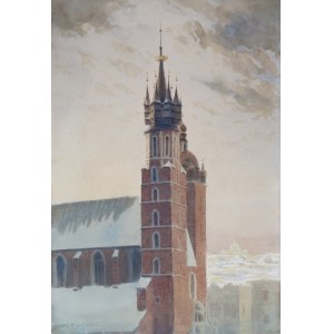 Stanisław Ignacy Fabijański (1865-1947), View of the towers of St. Mary's Church in Cracow