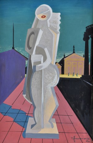 Tadeusz Sadowski (1915-1991), Kobieta w pejzażu architektonicznym, 1956