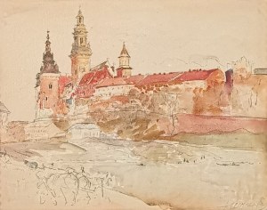 Leon WYCZÓŁKOWSKI (1852-1936), Widok na Wzgórze Wawelskie, 1921