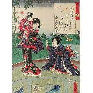 Utagawa KUNISADA (1786-1865), Na moście