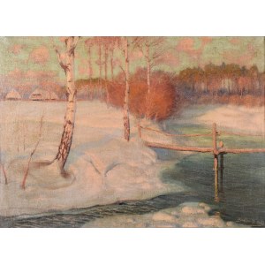 Roman BRATKOWSKI (1869-1954), Pejzaż zimowy z rzeką, 1928