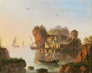 Johann Caspar RAHN (1769-1840), Pejzaż nadmorski fantastyczny z rybakami, ok. 1810