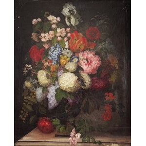 Malarz nieokreślony, XIX w., Martwa natura z bukietem kwiatów