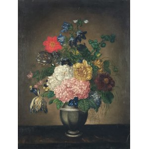 Malarz nieokreślony, XIX w., Bukiet kwiatów w wazonie