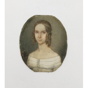Autor nieokreślony, XIX w., Dziewczyna z anglezami - miniatura