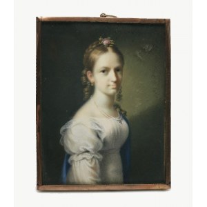 Autor nieokreślony, XIX w., Młoda dziewczyna w bieli - miniatura