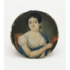 Autor nieokreślony, XIX w., Kobieta z wachlarzem - miniatura