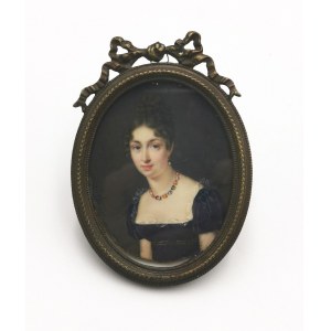 Julien Paul DELORME (1788-?), Kobieta z kolorowym naszyjnikiem - miniatura
