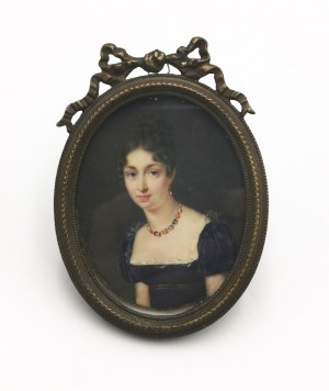 Julien Paul DELORME (1788-?), Kobieta z kolorowym naszyjnikiem - miniatura