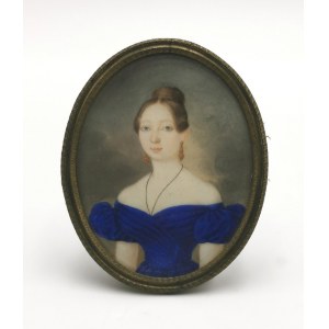Autor nieokreślony, XIX w., Kobaltowa sukienka - miniatura