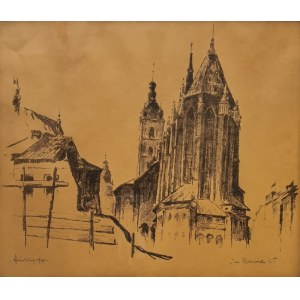 Jan RUBCZAK (1884-1942), Widok na kościół Mariacki w Krakowie, 1935