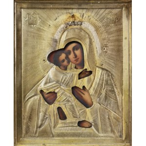 Ikona - Matka Boska Włodzimierska z Dzieciątkiem, w okładzie