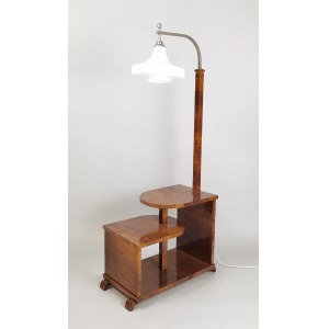 Lampa stojąca z szafką-stolikiem pomocniczym w stylu art déco