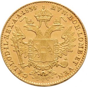 František II., 1792 - 1835, Dukát 1835 B - se znakem, Kremnica, 3.482g, dr.hr.,