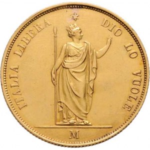 Revoluční vláda v Miláně, 1848 - 1849, 40 Lira 1848 M - stoj. Italie, italský opis / 3-řádk.