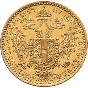 František Josef I., 1848 - 1916, Dukát 1863 A, 3.489g, nep.hr., nep.rysky, pěkná