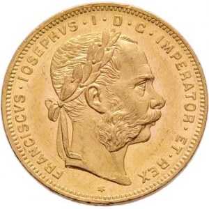 František Josef I., 1848 - 1916, 8 Zlatník 1872 (pouze 5.185 ks), 6.390g, nep.hr.,