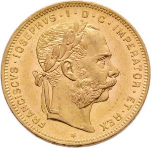 František Josef I., 1848 - 1916, 8 Zlatník 1872 (pouze 5.185 ks), 6.390g, nep.hr.,
