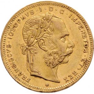 František Josef I., 1848 - 1916, 8 Zlatník 1873 (pouze 12.000 ks), 6.447g, nep.hr.,